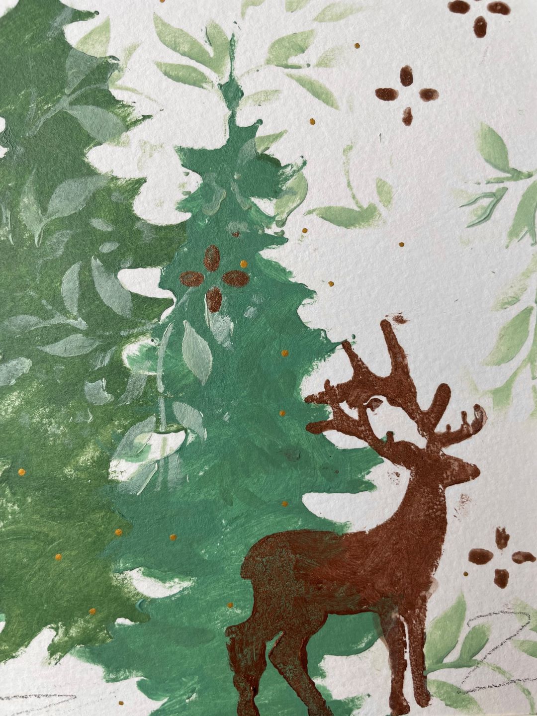 Classic Deer with Evergreens