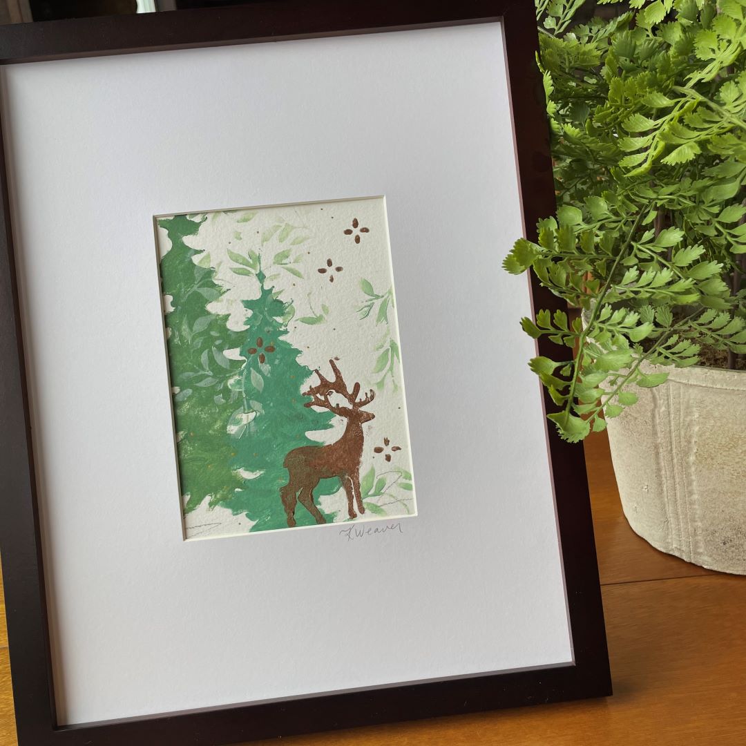 Classic Deer with Evergreens