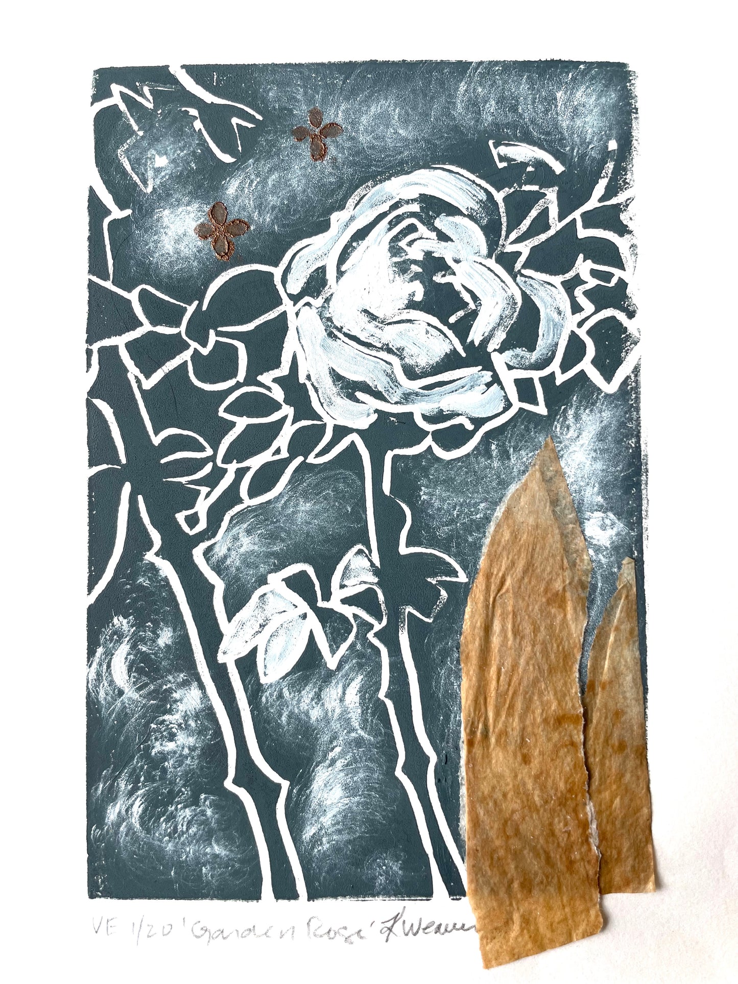 Garden Rose Linocut #1