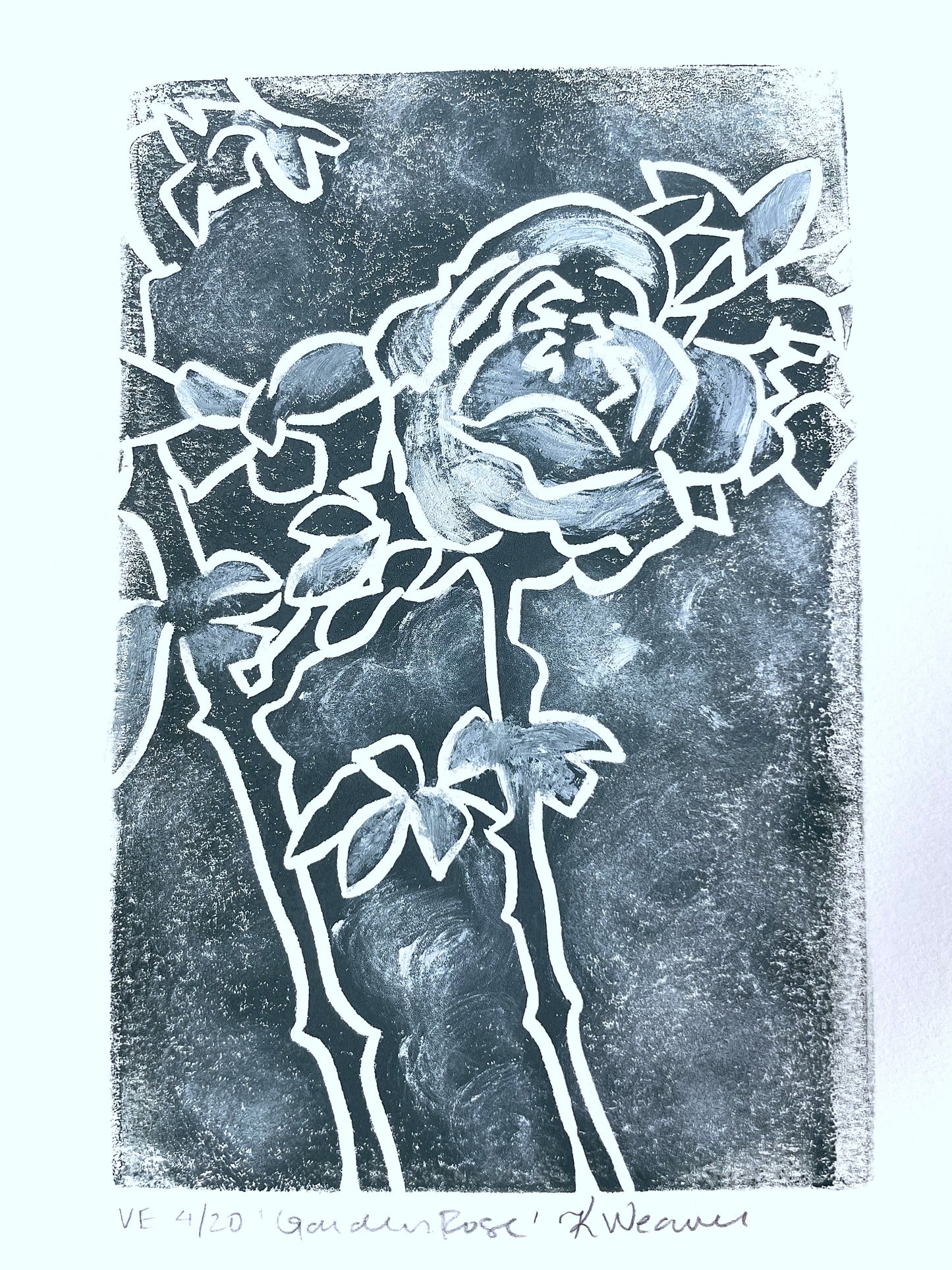 Garden Rose Linocut #4