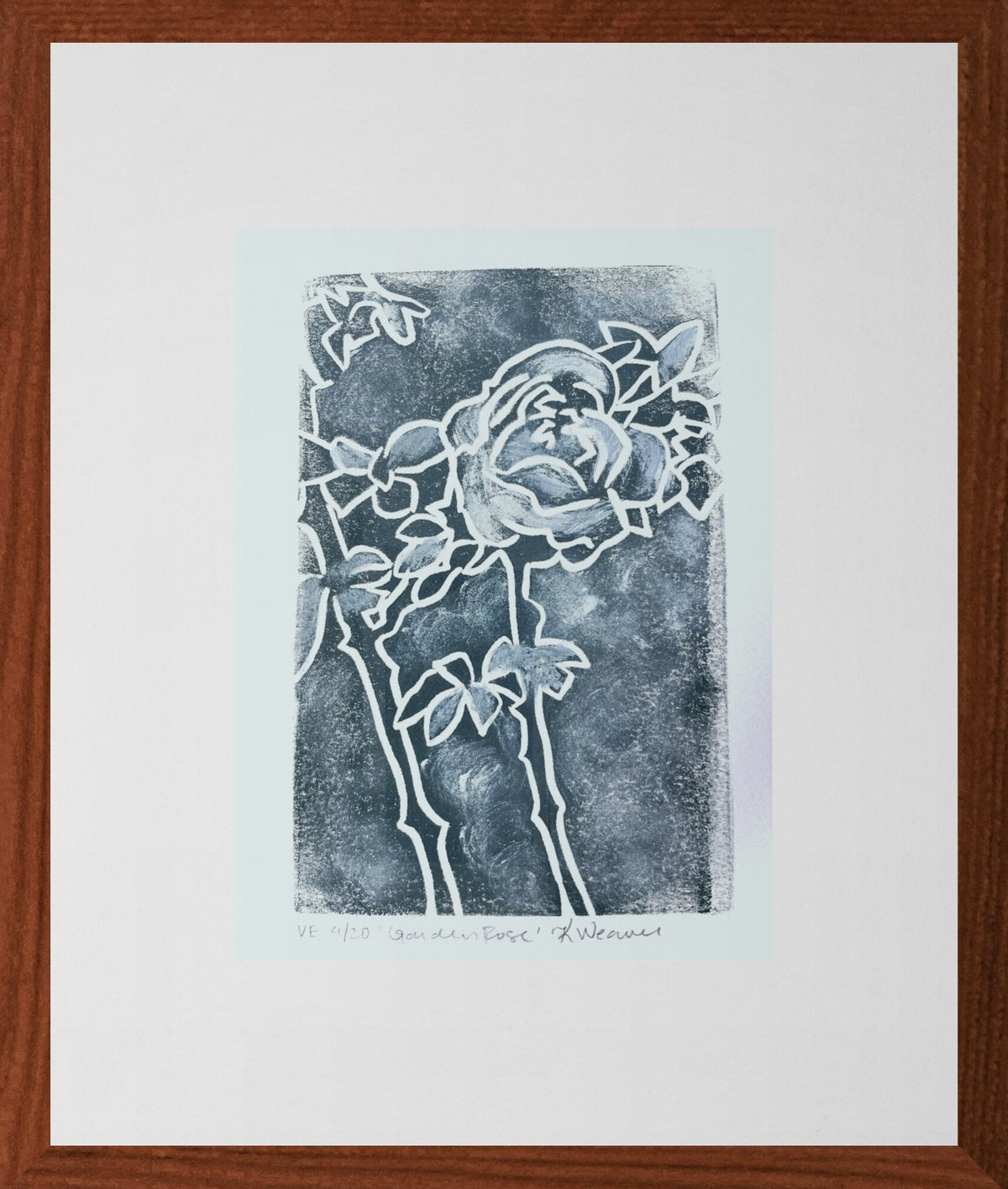 Garden Rose Linocut #4