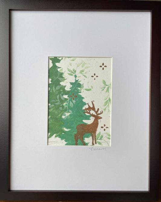 Classic Deer with Evergreens