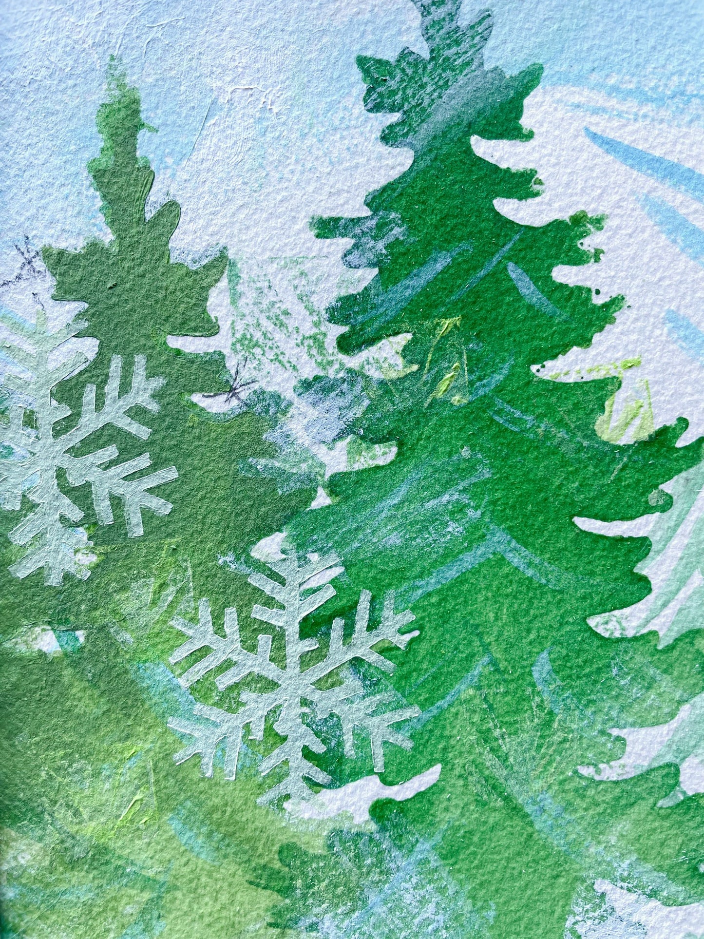 Evergreens and snowflakes