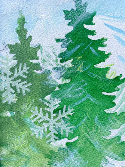 Evergreens and snowflakes