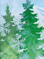 Evergreen painting with snowflakes