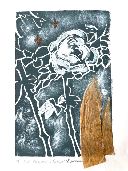 Garden Rose Linocut #1
