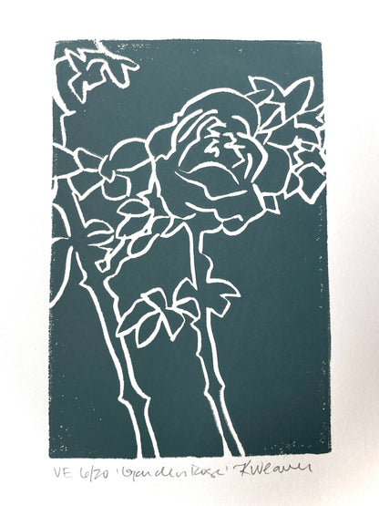 Garden Rose Linocut #6
