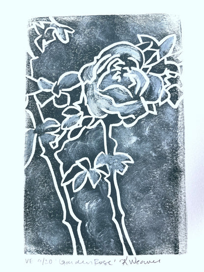 Garden Rose Linocut #4