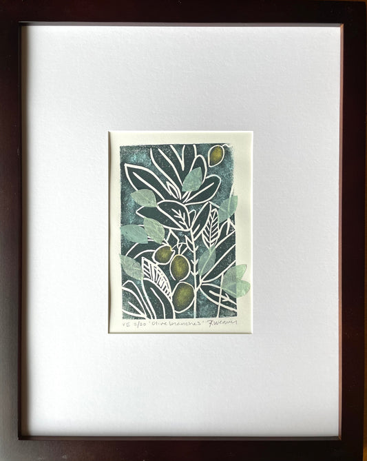Olive Branches Linocut #2