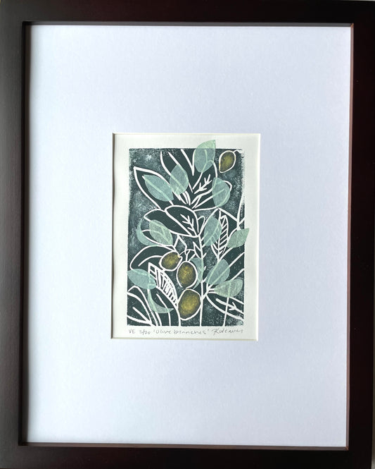 Olive Branches Linocut #3