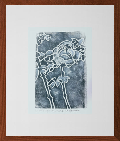 Garden Rose Linocut #4