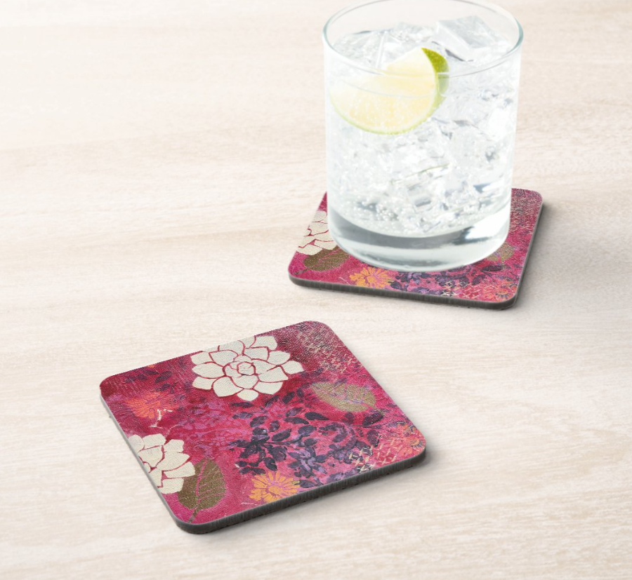 Crimson Botanics Coasters